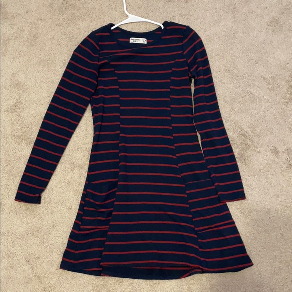 Navy Blue and Red striped sweater-dress